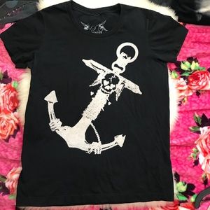 Skull anchor t shirt goth punk